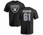 Oakland Raiders #61 Rodney Hudson Black Name & Number Logo T-Shirt