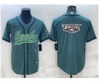 Philadelphia Eagles Green Team Big Logo With Patch Cool Base Stitched Baseball Jersey