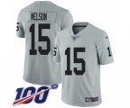 Oakland Raiders #15 J. Nelson Limited Silver Inverted Legend 100th Season Football Jersey
