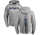 New England Patriots #12 Tom Brady Ash Backer Pullover Hoodie