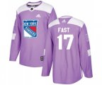 Adidas New York Rangers #17 Jesper Fast Authentic Purple Fights Cancer Practice NHL Jersey