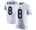 Dallas Cowboys #8 Troy Aikman White Rush Pride Name & Number T-Shirt