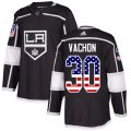 Los Angeles Kings #30 Rogie Vachon Authentic Black USA Flag Fashion NHL Jersey