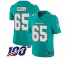Miami Dolphins #65 Danny Isidora Aqua Green Team Color Vapor Untouchable Limited Player 100th Season Football Jersey