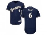 Milwaukee Brewers #6 Lorenzo Cain Navy Blue Flexbase Authentic Collection Stitched MLB Jersey