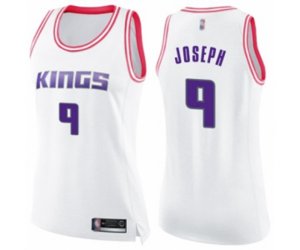 Women\'s Sacramento Kings #9 Cory Joseph Swingman White Pink Fashion Basketball Jersey