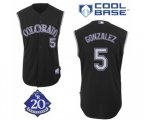 Colorado Rockies #5 Carlos Gonzalez Replica Black Vest Style Baseball Jersey