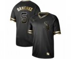 Chicago White Sox #5 Yolmer Sanchez Authentic Black Gold Fashion Baseball Jersey