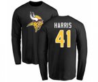 Minnesota Vikings #41 Anthony Harris Black Name & Number Logo Long Sleeve T-Shirt