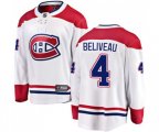 Montreal Canadiens #4 Jean Beliveau Authentic White Away Fanatics Branded Breakaway NHL Jersey