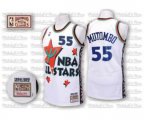 Denver Nuggets #55 Dikembe Mutombo Authentic White 1995 All Star Throwback Basketball Jersey