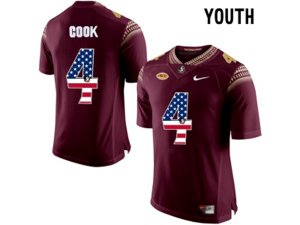 2016 US Flag Fashion-2016 Youth Florida State Seminoles Dalvin Cook #4 College Football Limited Jersey - Red