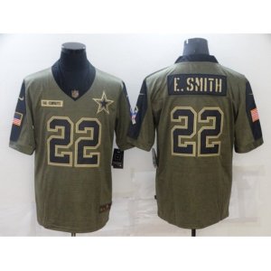 Dallas Cowboys #22 Emmitt Smith Nike Olive 2021 Salute To Service Limited Player Jersey