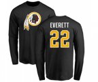 Washington Redskins #22 Deshazor Everett Black Name & Number Logo Long Sleeve T-Shirt