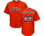 Houston Astros #35 Justin Verlander Authentic Orange Team Logo Fashion Cool Base MLB Jersey