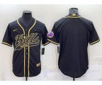 Buffalo Bills Blank Black Gold With Patch Cool Base Stitched Baseball Jersey