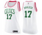 Women's Boston Celtics #17 John Havlicek Swingman White Pink Fashion Basketball Jersey