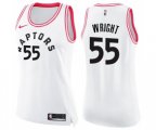 Women's Toronto Raptors #55 Delon Wright Swingman White Pink Fashion Basketball Jersey