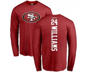 San Francisco 49ers #24 K\'Waun Williams Red Backer Long Sleeve T-Shirt