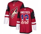 Arizona Coyotes #13 Vinnie Hinostroza Authentic Red USA Flag Fashion Hockey Jersey