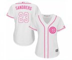 Women's Chicago Cubs #23 Ryne Sandberg Authentic White Fashion Baseball Jersey