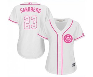 Women\'s Chicago Cubs #23 Ryne Sandberg Authentic White Fashion Baseball Jersey