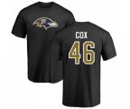 Baltimore Ravens #46 Morgan Cox Black Name & Number Logo T-Shirt