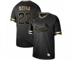 St. Louis Cardinals #23 Marcell Ozuna Authentic Black Gold Fashion Baseball Jersey