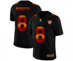 Las Vegas Raiders #8 Marcus Mariota Men Black Nike Red Orange Stripe Vapor Limited NFL Jersey