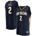 New Orleans Pelicans #2 Lonzo Ball Fanatics Branded Navy 2020-21 Fast Break Player Jersey