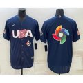 USA Baseball Blank 2023 Navy World Baseball Big Logo Classic Stitched Jerseys