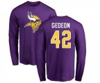 Minnesota Vikings #42 Ben Gedeon Purple Name & Number Logo Long Sleeve T-Shirt