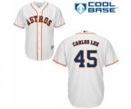 Houston Astros #45 Carlos Lee Replica White Home Cool Base Baseball Jersey