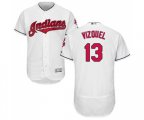 Cleveland Indians #13 Omar Vizquel White Home Flex Base Authentic Collection Baseball Jersey