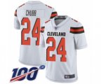 Cleveland Browns #24 Nick Chubb White Vapor Untouchable Limited Player 100th Season Football Jersey