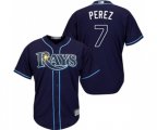 Tampa Bay Rays #7 Michael Perez Replica Navy Blue Alternate Cool Base Baseball Jersey