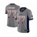 New England Patriots #77 Trent Brown Limited Gray Rush Drift Fashion NFL Jersey