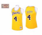 Los Angeles Lakers #4 Byron Scott Authentic Gold Throwback Basketball Jersey