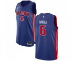 Detroit Pistons #6 Terry Mills Authentic Royal Blue Road Basketball Jersey - Icon Edition