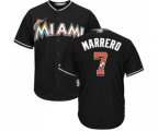 Miami Marlins #7 Deven Marrero Authentic Black Team Logo Fashion Cool Base Baseball Jersey