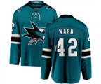 San Jose Sharks #42 Joel Ward Fanatics Branded Teal Green Home Breakaway NHL Jersey