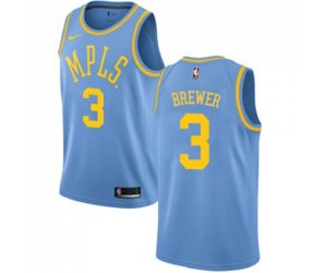 Los Angeles Lakers #3 Corey Brewer Authentic Blue Hardwood Classics NBA Jersey