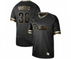 Philadelphia Phillies #36 Robin Roberts Authentic Black Gold Fashion Baseball Jersey