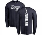 Los Angeles Rams #4 Greg Zuerlein Navy Blue Backer Long Sleeve T-Shirt