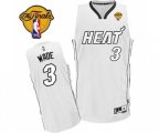 Miami Heat #3 Dwyane Wade Authentic White On White Finals Patch Basketball Jersey