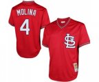 Mitchell and Ness St. Louis Cardinals #4 Yadier Molina Replica Red Throwback Baseball Jersey