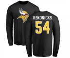 Minnesota Vikings #54 Eric Kendricks Black Name & Number Logo Long Sleeve T-Shirt