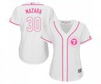 Women's Texas Rangers #30 Nomar Mazara Replica White Fashion Cool Base Baseball Jersey