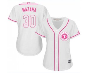 Women\'s Texas Rangers #30 Nomar Mazara Replica White Fashion Cool Base Baseball Jersey