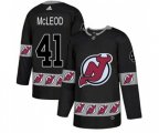 New Jersey Devils #41 Michael McLeod Authentic Black Team Logo Fashion Hockey Jersey